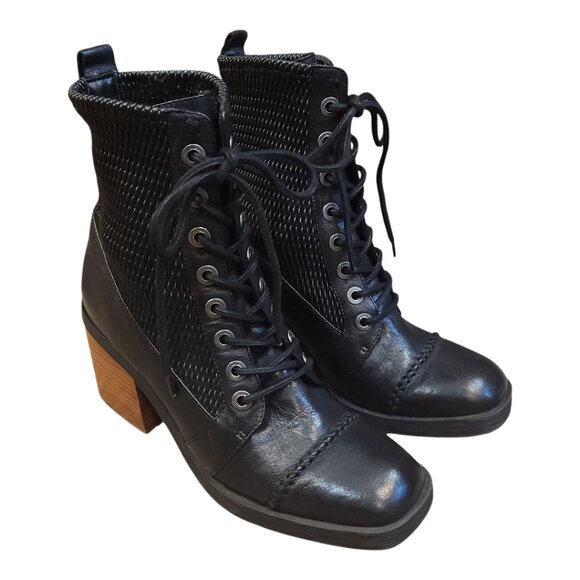 Kelsi Dagger Weaver Black Leather Heeled Lace-up Ankle Boots Women's 7.5 M - Picture 8 of 14